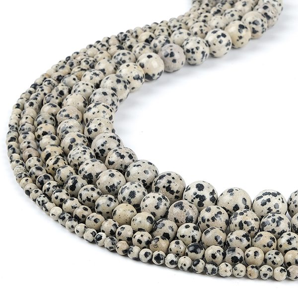 Perles de pierre de jaspe dalmatien
