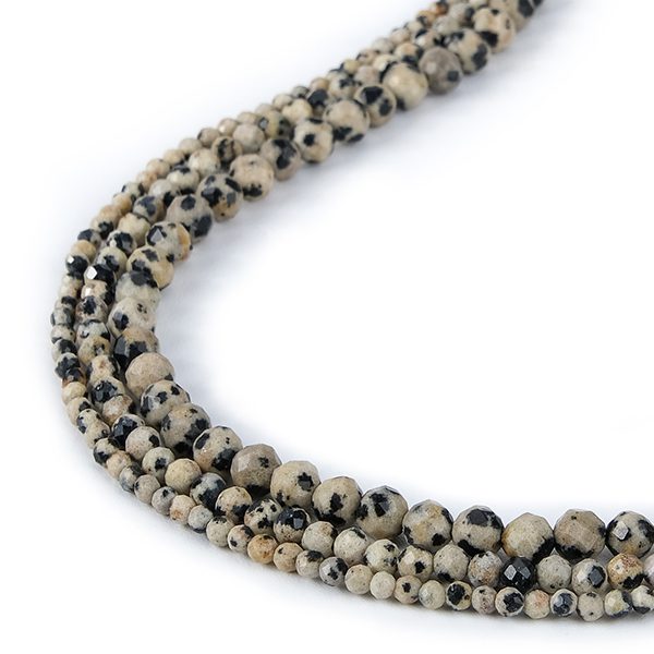 Dalmatian jasper faceted stone beads