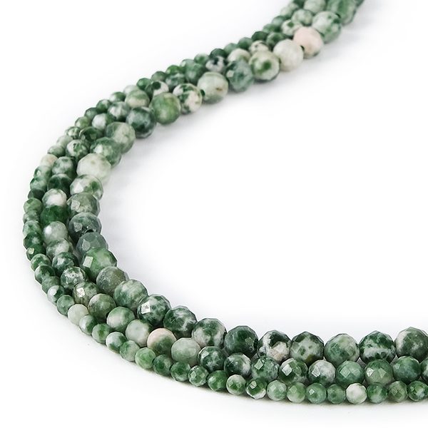Jaspis Fleck grüne Perlen facettierter Stein