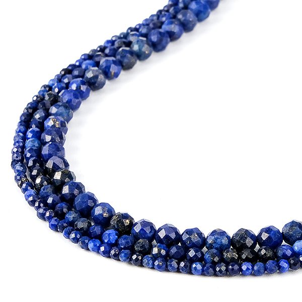 Perles de pierre facettées en lapis-lazuli