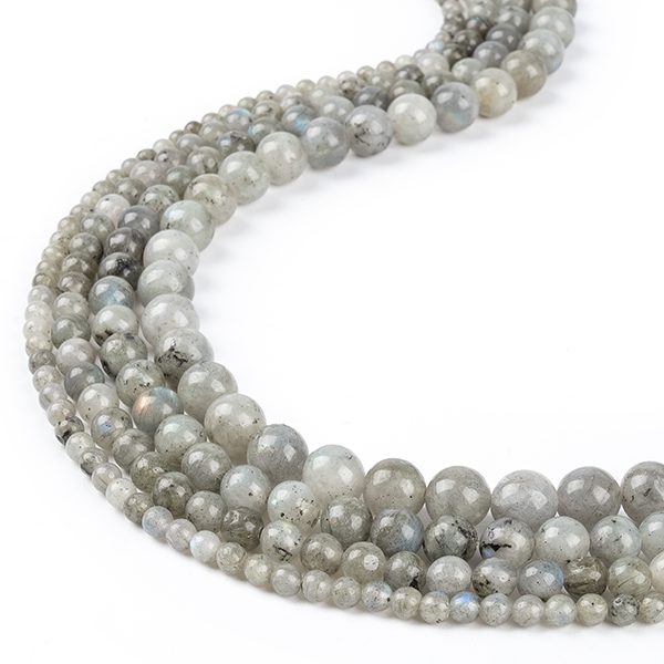 Perles de pierre de Labradorite grise