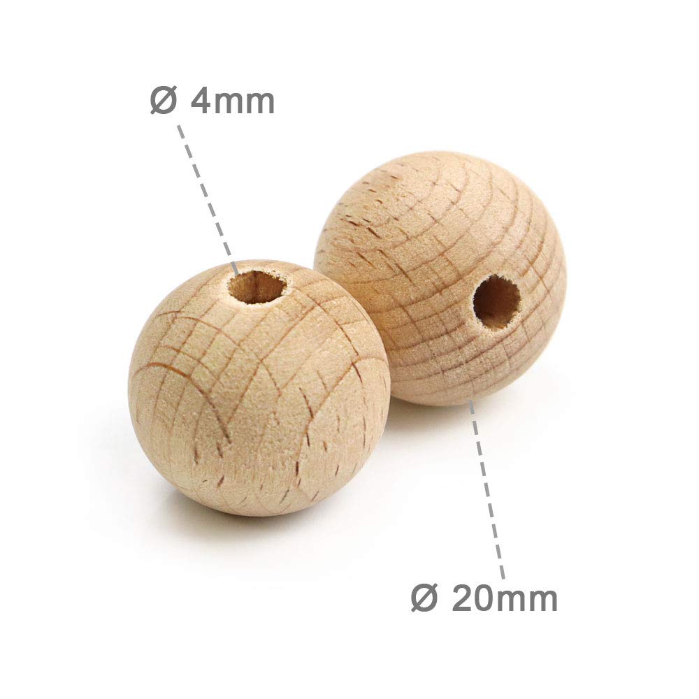 Palline sfere legno grezzo forate 20 mm - Linea Merceria Creativa